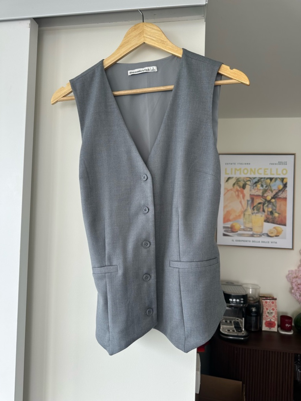 Abercrombie Cinch Grey Button-Front Vest